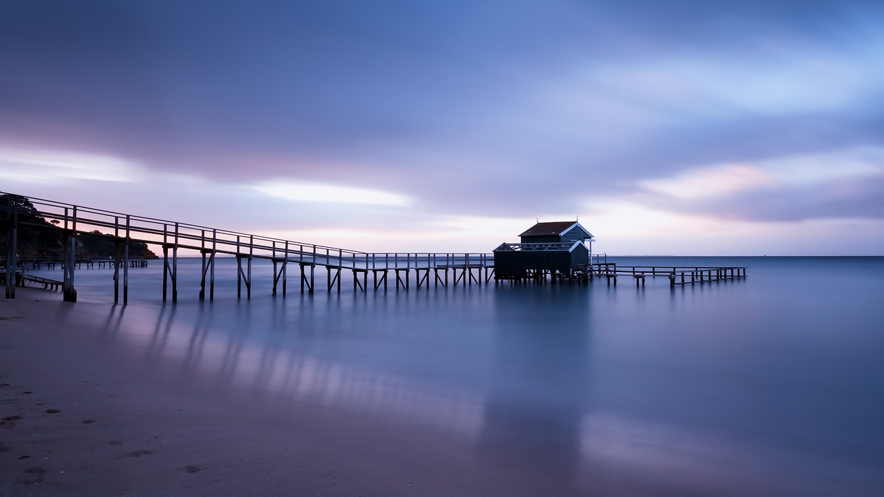 jetty, beach, sunset